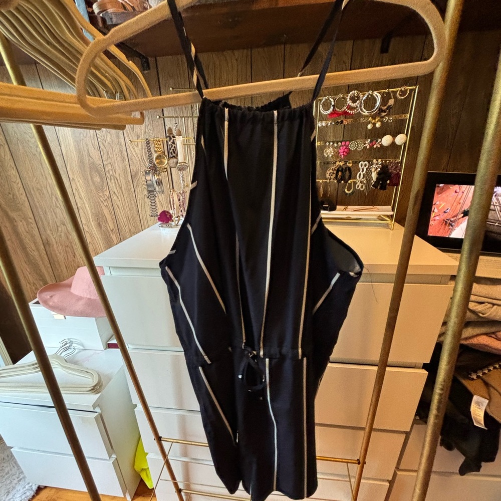 Navy Striped Romper